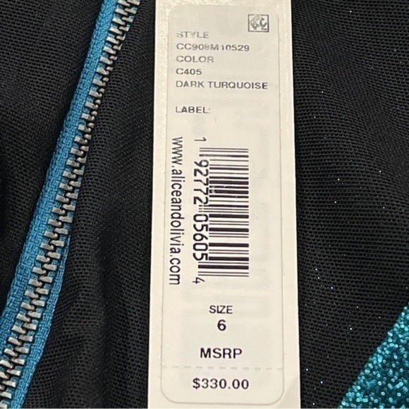 Alice + Olivia Dress‎ Size 6 Inka Turquoise Lined Cut Out Sparkly Festival NEW - Picture 4 of 13